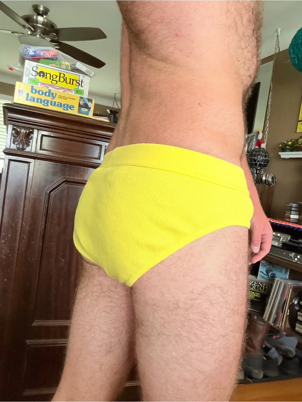 Men's Yellow Briefs with Supportive Contour Pouch